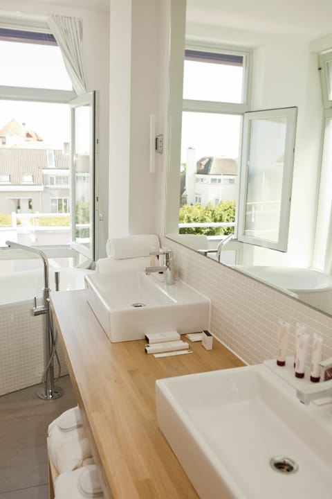 Suite, Sauna, Sea View (Terrace) | Bathroom | Rainfall showerhead, free toiletries, hair dryer, bathrobes