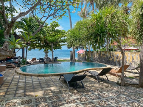 Outdoor pool, sun loungers