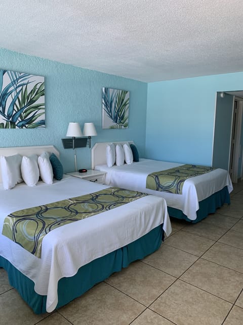 Room, 2 Queen Beds, Balcony, Ocean View | Iron/ironing board, free WiFi, bed sheets