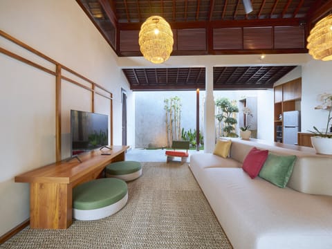 Villa, 2 Bedrooms, Private Pool (Iris Villa) | Living area | 32-inch LED TV with digital channels