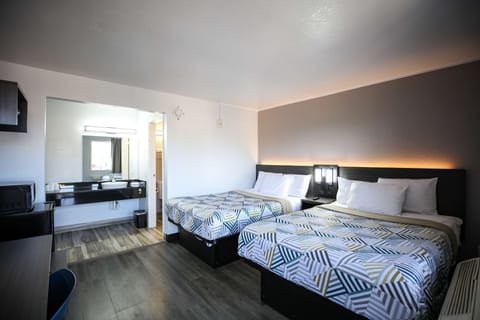 Standard Room, 2 Double Beds, Non Smoking, Refrigerator | Desk, free WiFi, bed sheets