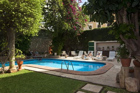 Outdoor pool, sun loungers