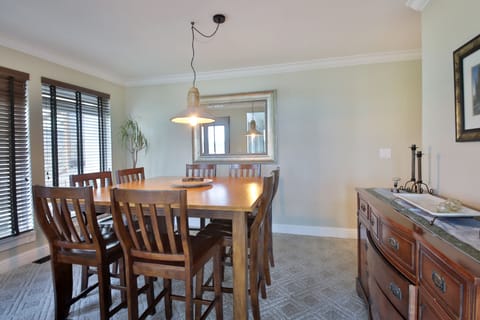 8-seater wooden dining set.