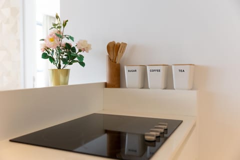 Exclusive Apartment | Private kitchen | Fridge, microwave, oven, stovetop