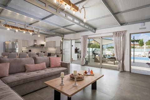 Views to the pool from the living room