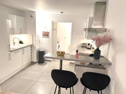 Deluxe Apartment | Private kitchen | Fridge, microwave, stovetop, espresso maker