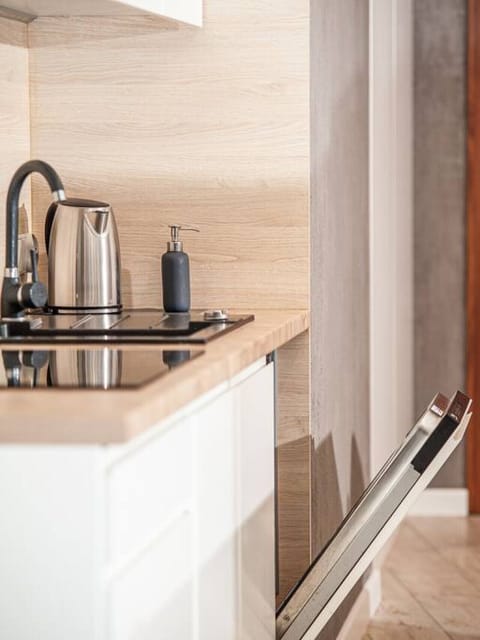 kitchen worktop and dishwasher in the kitchen