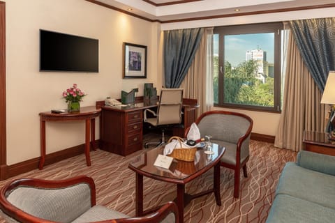 Executive Suite, Park View | Living room | 21-inch LCD TV with satellite channels, TV, pay movies