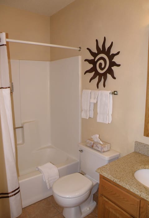 Studio, 1 Queen Bed | Bathroom | Free toiletries, hair dryer, towels