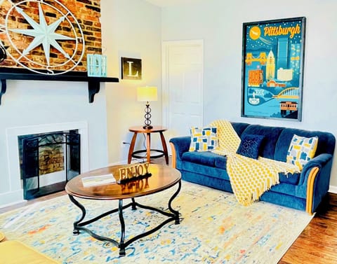 Exposed brick adds character to this room 