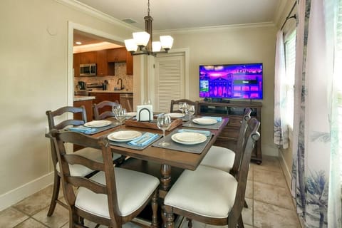 Dining Room is just off the kitchen and has a SMART TV with ROKU and all of the streaming channels.