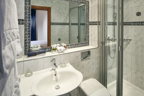 Hair dryer, bathrobes, towels