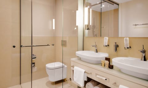 Suite | Bathroom | Shower, free toiletries, hair dryer, slippers