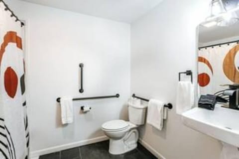 Classic Room 1 King (Accessible) | Bathroom | Shower, rainfall showerhead, free toiletries, hair dryer