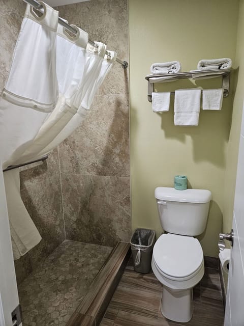 Deluxe Room, 2 Queen Beds, Non Smoking | Bathroom | Shower, hair dryer, towels, soap