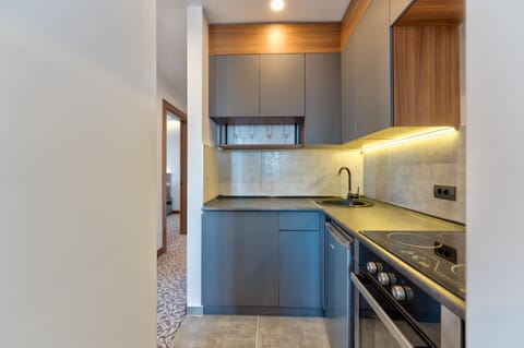 Superior Apartment | Private kitchen | Mini-fridge, oven, stovetop, cookware/dishes/utensils