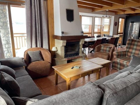 Cozy lounge area with log fire