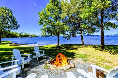 Enjoy the breathtaking views of the lake during the day and the firepit for when it gets dark.