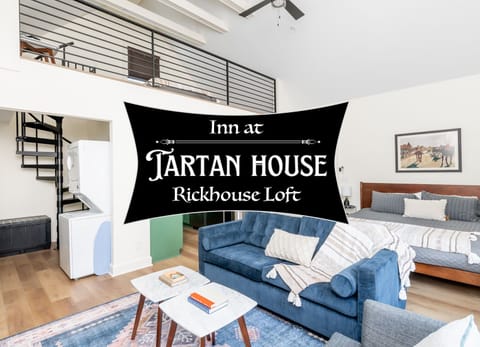 The Rickhouse Loft is a studio loft suite with King, Full and Queen sleeper sofa. Full Kitchen bath and laundry