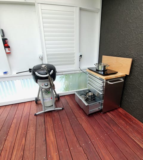 Gas BBQ and induction hobb on the veranda.  