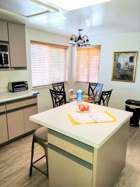 Dining Area with Toaster Oven and Microwave