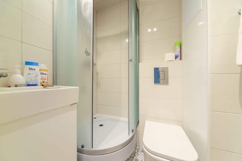 Basic Apartment | Bathroom | Shower, hair dryer, towels, soap