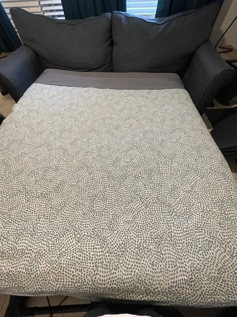 The sofa converts to a bed