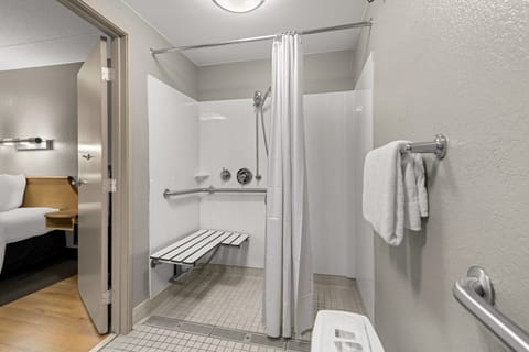 Superior Room, 1 King Bed, Accessible (Roll-In Shower, Smoke Free) | Bathroom | Combined shower/tub, eco-friendly toiletries, hair dryer, towels