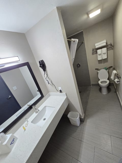 Room, 1 Queen Bed, Accessible, Non Smoking (Mobility, Roll-in Shower) | Bathroom | Free toiletries, hair dryer, towels