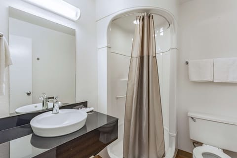 Deluxe Room, 1 Queen Bed, Non Smoking, Refrigerator & Microwave | Bathroom | Shower, towels