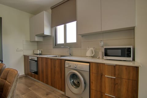 Luxury Apartment | Private kitchen | Full-size fridge, microwave, oven, coffee/tea maker