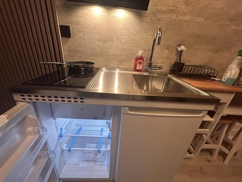 Studio | Private kitchen | Fridge, stovetop, electric kettle, toaster