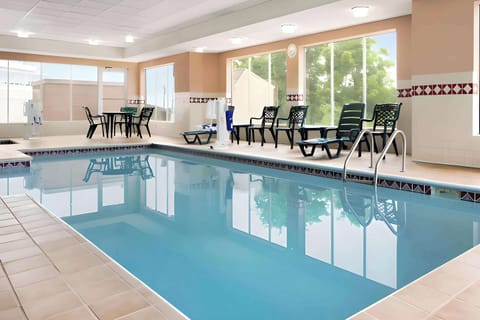 Indoor pool, open 10:00 AM to 9:00 PM, sun loungers