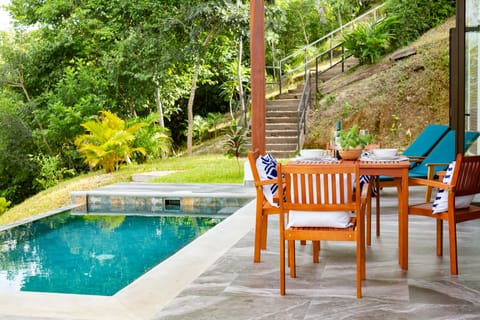 Outdoor pool, sun loungers