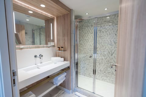 Hair dryer, bathrobes, slippers, towels