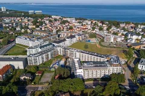 Charming neighborhood of modern building complex.