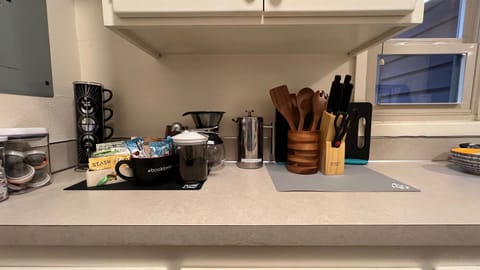 A wide selection of teas provided, including tea maker.