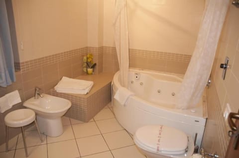 Shower, free toiletries, hair dryer, bidet