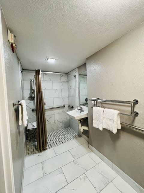 Standard Room, 1 Queen Bed, Accessible, Non Smoking | Bathroom | Shower, towels