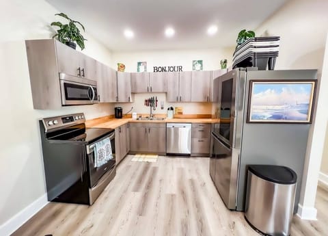 The kitchen has it all, coffee station, service for 12