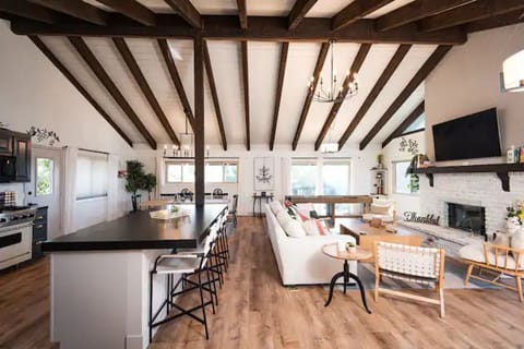 The island in the kitchen with seating.