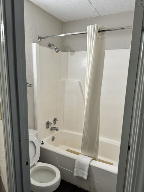 Basic Room, 1 King Bed, Non Smoking | Bathroom | Combined shower/tub, rainfall showerhead, towels