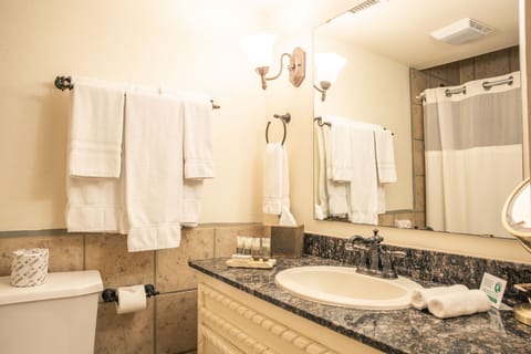 Standard Room, 2 Queen Beds | Bathroom | Shower, designer toiletries, hair dryer, towels