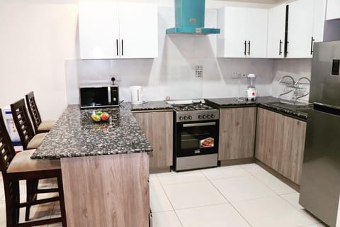 Executive Apartment | Private kitchen | Fridge, microwave, cookware/dishes/utensils