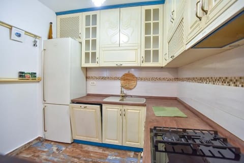 Deluxe Apartment | Private kitchen | Fridge, microwave, oven, stovetop