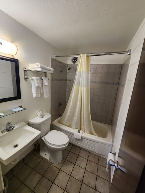 Comfort Room, 1 Queen Bed | Bathroom | Combined shower/tub, free toiletries, hair dryer, bidet