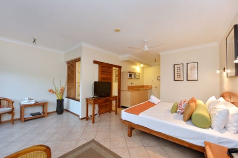 Studio, 1 Queen Bed, Garden Area | Living area | Flat-screen TV