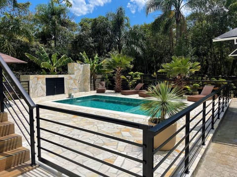 Outdoor pool, pool umbrellas