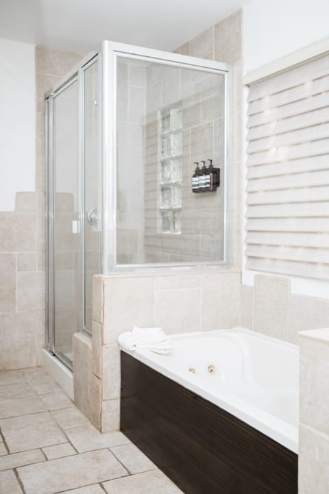 Suite | Bathroom | Hair dryer, bathrobes, towels, soap