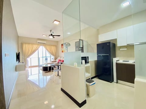 Family Apartment, 3 Bedrooms, Balcony, Sea View | Living area | 48-inch Smart TV with digital channels, video-game console, Netflix